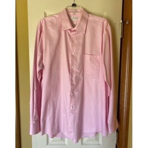 Mens Van-Heusen Pink long sleeve button down dress shirt regular fit Lux Sateen